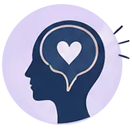 Ilustración de una cabeza de perfil con un corazón dentro de un globo de pensamiento