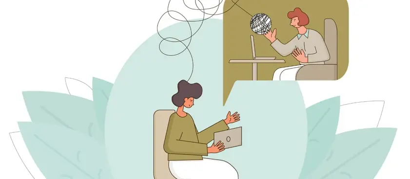 Mujer recibiendo terapia emocional a través de videollamada con una especialista